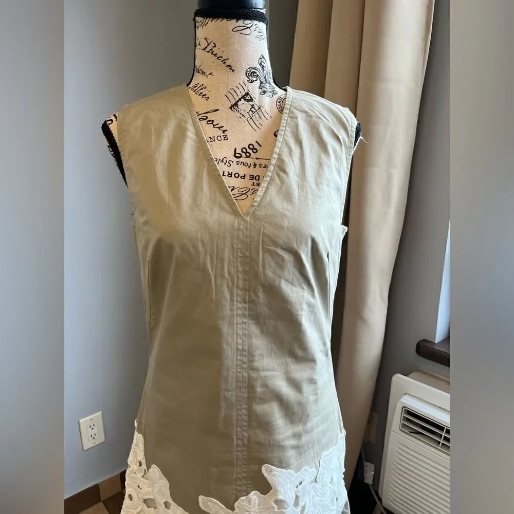 Derek Lam Collective Khaki Lace V-Neck Dress